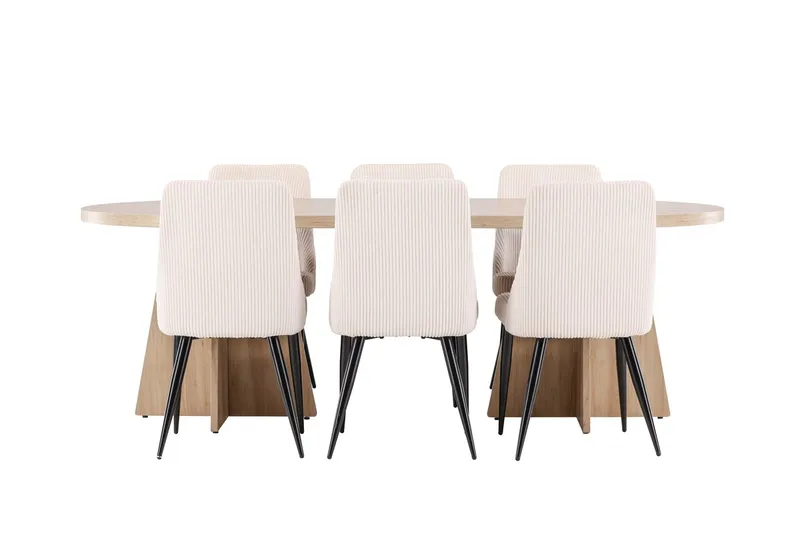 Oval matgrupp Venture Home Beige Natur 6st - Møbler - Bord - Spisegruppe