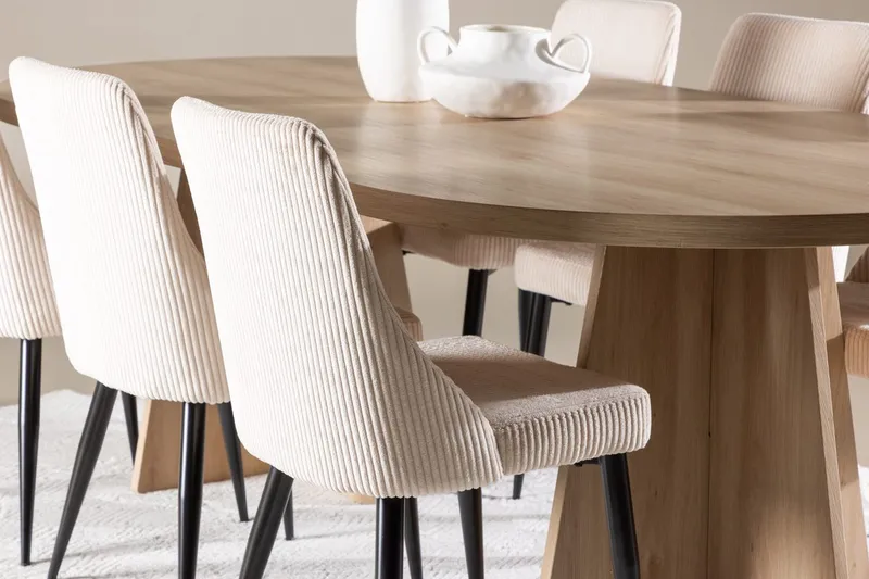 Oval matgrupp Venture Home Beige Natur 6st - Møbler - Bord - Spisegruppe