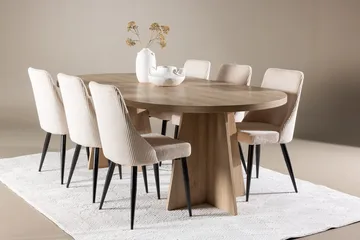 Oval matgrupp Venture Home Beige Natur 6st - Møbler - Bord - Spisegruppe