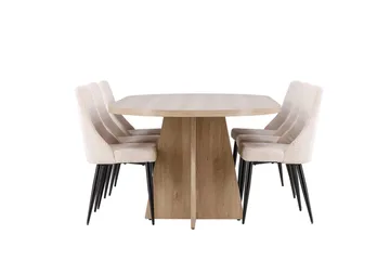 Oval matgrupp Venture Home Beige Natur 6st - Møbler - Bord - Spisegruppe
