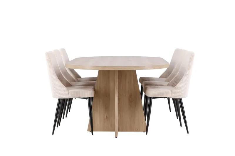 Oval matgrupp Venture Home Beige Natur 6st - Møbler - Bord - Spisegruppe