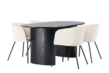 Oval matgrupp Venture Home Beige Svart 4st - Møbler - Bord - Spisegruppe