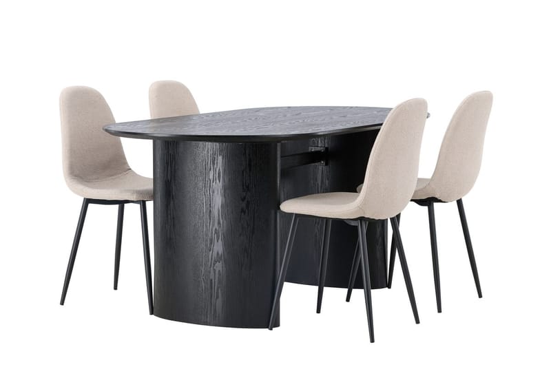 Oval matgrupp Venture Home Beige Svart 4st - Møbler - Bord - Spisegruppe