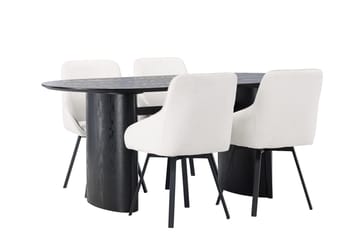 Oval matgrupp Venture Home Beige Svart 4st - Møbler - Bord - Spisegruppe