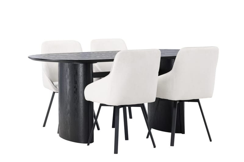 Oval matgrupp Venture Home Beige Svart 4st - Møbler - Bord - Spisegruppe