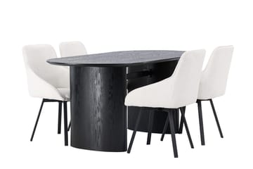 Oval matgrupp Venture Home Beige Svart 4st - Møbler - Bord - Spisegruppe