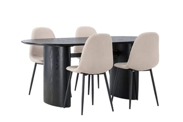 Oval matgrupp Venture Home Beige Svart 4st - Møbler - Bord - Spisegruppe
