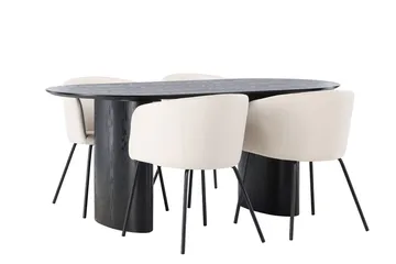 Oval matgrupp Venture Home Beige Svart 4st - Møbler - Bord - Spisegruppe