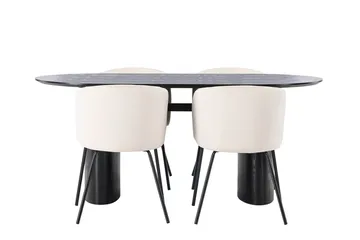 Oval matgrupp Venture Home Beige Svart 4st - Møbler - Bord - Spisegruppe