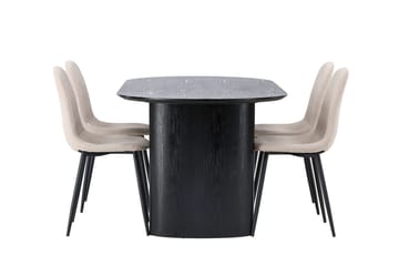 Oval matgrupp Venture Home Beige Svart 4st - Møbler - Bord - Spisegruppe