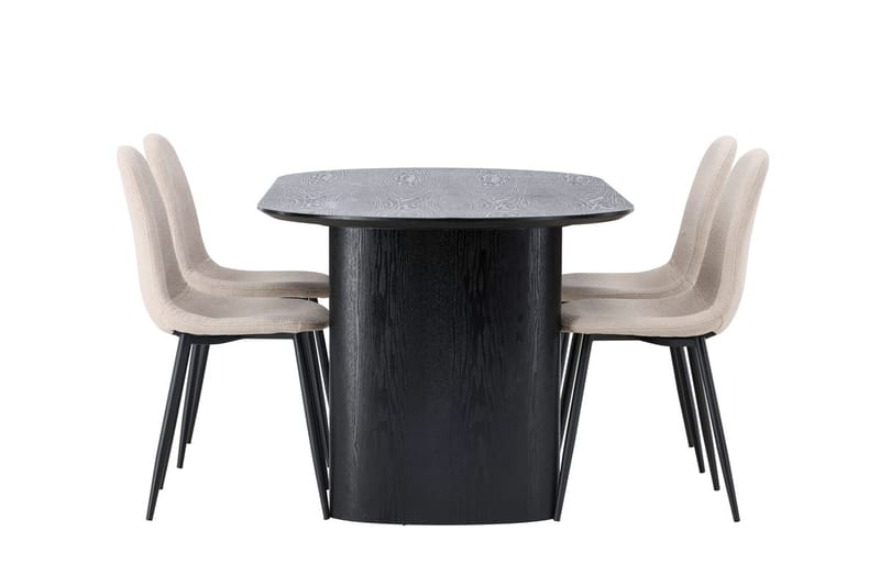 Oval matgrupp Venture Home Beige Svart 4st - Møbler - Bord - Spisegruppe