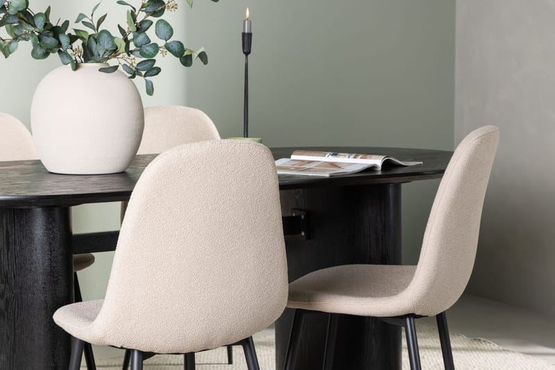 Oval matgrupp Venture Home Beige Svart 4st - Møbler - Bord - Spisegruppe