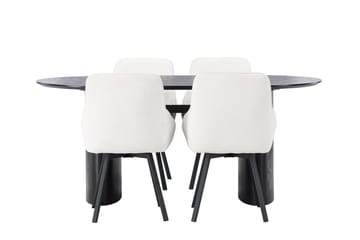 Oval matgrupp Venture Home Beige Svart 4st - Møbler - Bord - Spisegruppe