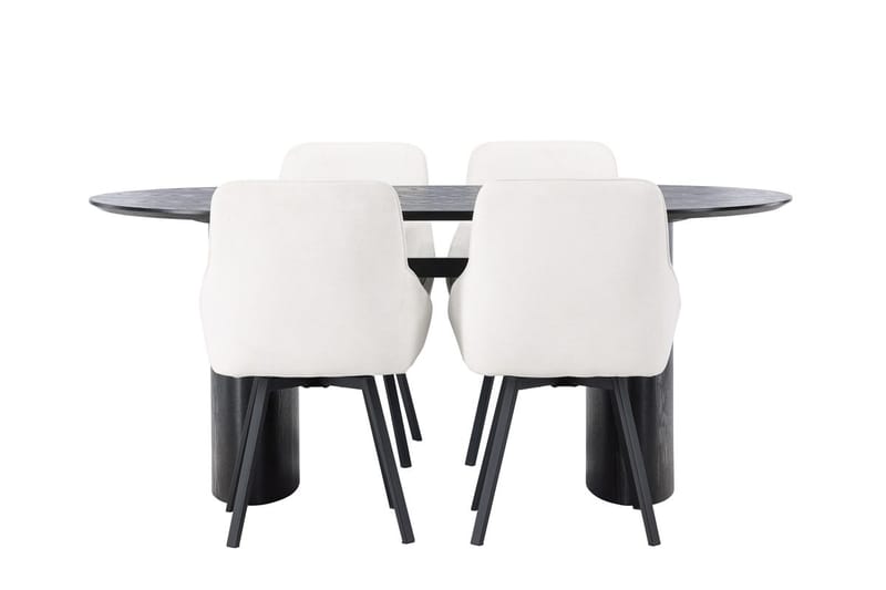 Oval matgrupp Venture Home Beige Svart 4st - Møbler - Bord - Spisegruppe
