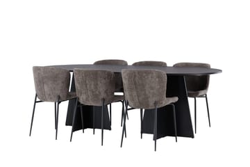 Oval matgrupp Venture Home Beige Svart 6st - Møbler - Bord - Spisegruppe