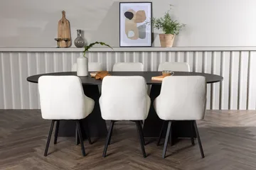 Oval matgrupp Venture Home Beige Svart 6st - Møbler - Bord - Spisegruppe