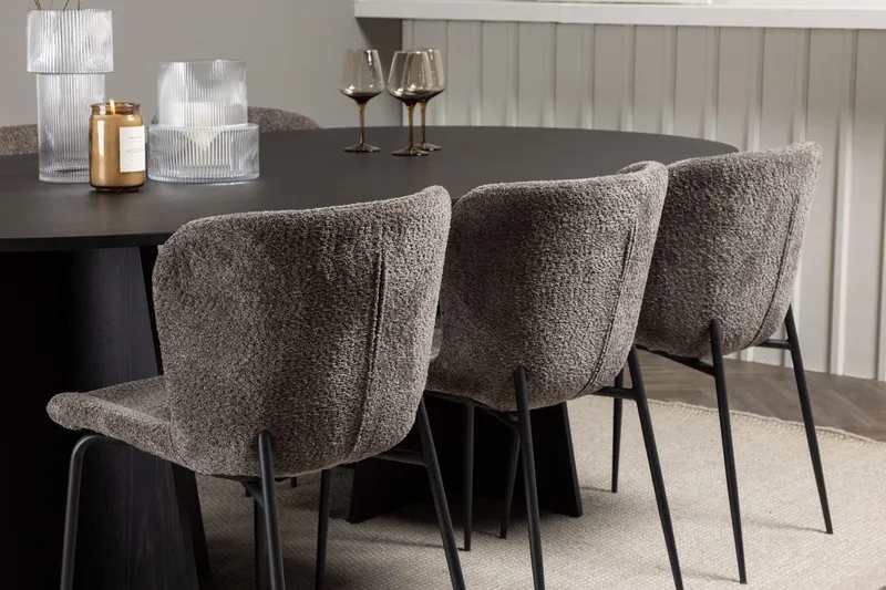 Oval matgrupp Venture Home Beige Svart 6st - Møbler - Bord - Spisegruppe