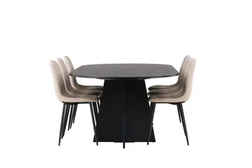 Oval matgrupp Venture Home Beige Svart 6st - Møbler - Bord - Spisegruppe