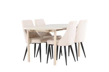 Oval matgrupp Venture Home Beige Vitputsad 4st - Møbler - Bord - Spisegruppe