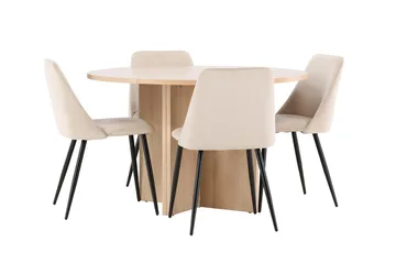 Oval matgrupp Venture Home Beige Vitputsad 4st - Møbler - Bord - Spisegruppe