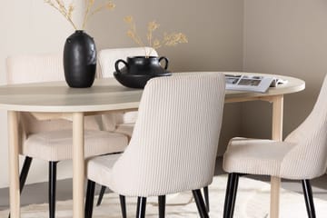 Oval matgrupp Venture Home Beige Vitputsad 4st - Møbler - Bord - Spisegruppe