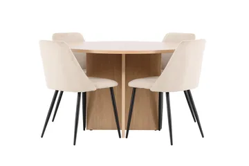 Oval matgrupp Venture Home Beige Vitputsad 4st - Møbler - Bord - Spisegruppe