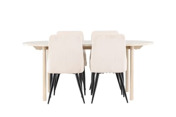 Oval matgrupp Venture Home Beige Vitputsad 4st - Møbler - Bord - Spisegruppe