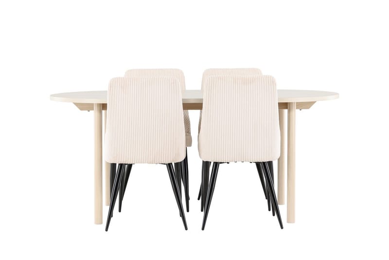 Oval matgrupp Venture Home Beige Vitputsad 4st - Møbler - Bord - Spisegruppe