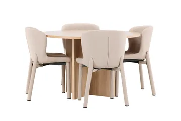 Oval matgrupp Venture Home Beige Vitputsad 4st - Møbler - Bord - Spisegruppe