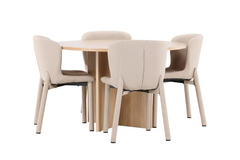 Oval matgrupp Venture Home Beige Vitputsad 4st - Møbler - Bord - Spisegruppe
