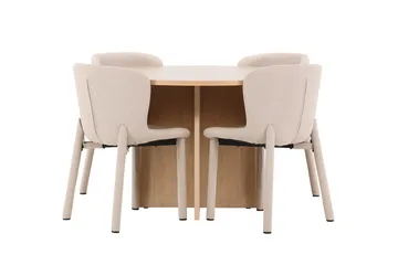 Oval matgrupp Venture Home Beige Vitputsad 4st - Møbler - Bord - Spisegruppe