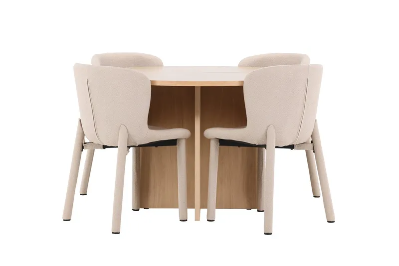 Oval matgrupp Venture Home Beige Vitputsad 4st - Møbler - Bord - Spisegruppe