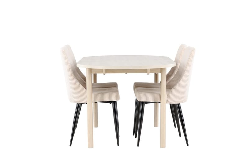 Oval matgrupp Venture Home Beige Vitputsad 4st - Møbler - Bord - Spisegruppe