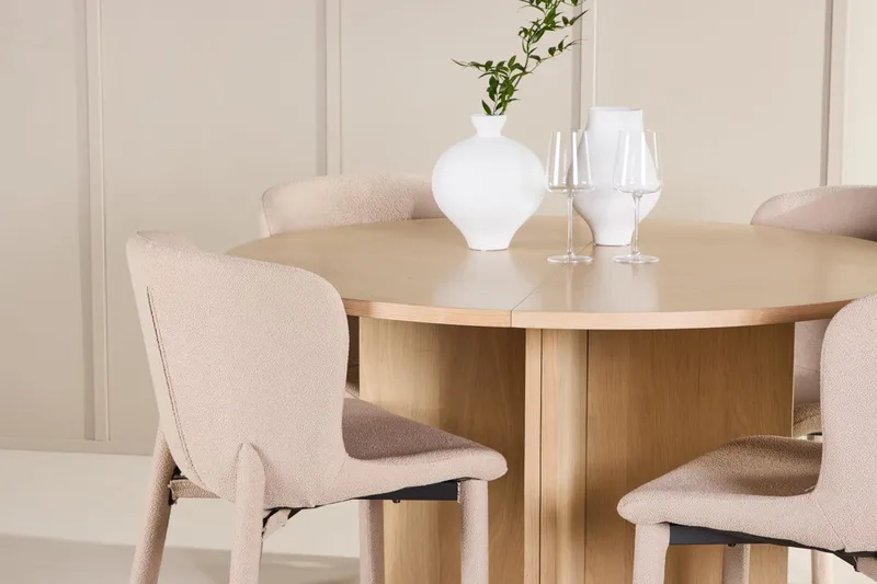 Oval matgrupp Venture Home Beige Vitputsad 4st - Møbler - Bord - Spisegruppe