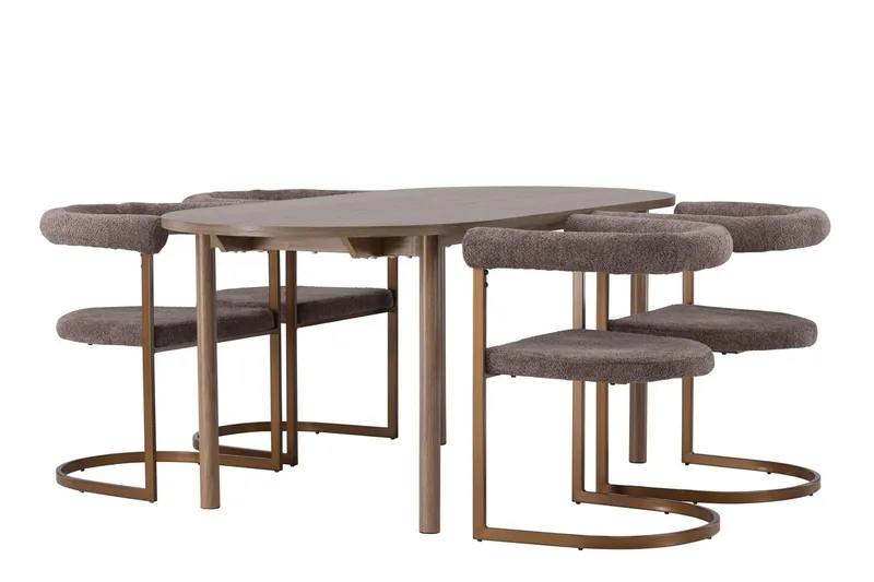 Oval matgrupp Venture Home Brun Natur 4st - Møbler - Bord - Spisegruppe