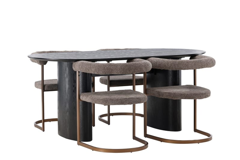 Oval matgrupp Venture Home Brun Svart 4st - Møbler - Bord - Spisegruppe