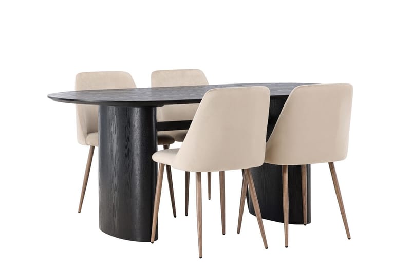 Oval matgrupp Venture Home Brun Svart 4st - Møbler - Bord - Spisegruppe