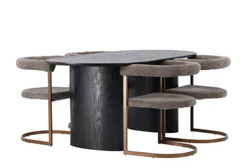 Oval matgrupp Venture Home Brun Svart 4st - Møbler - Bord - Spisegruppe