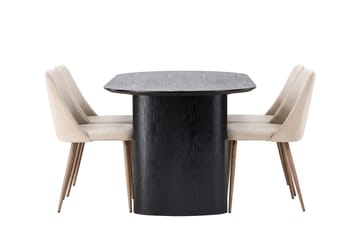 Oval matgrupp Venture Home Brun Svart 4st - Møbler - Bord - Spisegruppe