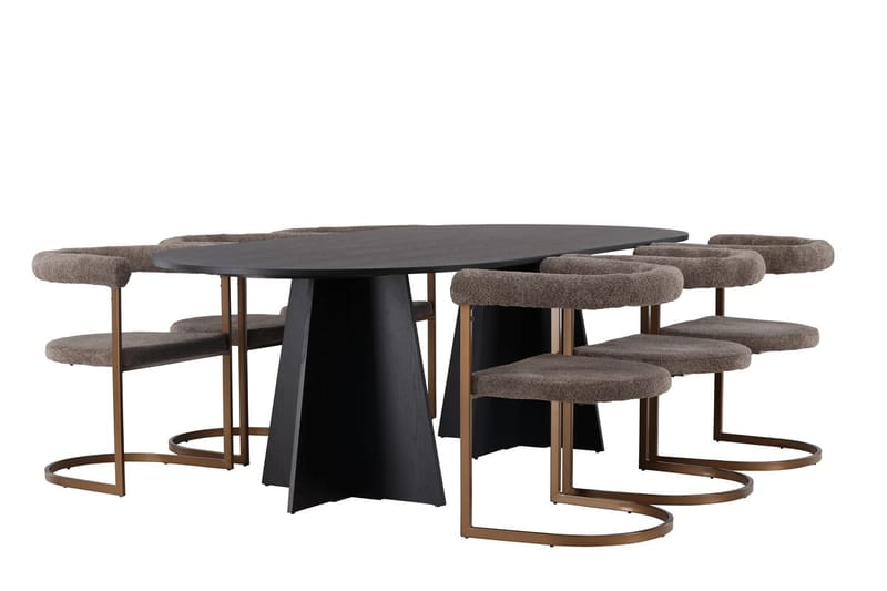 Oval matgrupp Venture Home Brun Svart 6st - Møbler - Bord - Spisegruppe