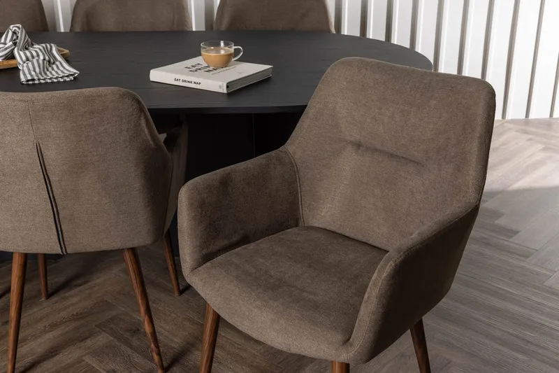 Oval matgrupp Venture Home Brun Svart 6st - Møbler - Bord - Spisegruppe