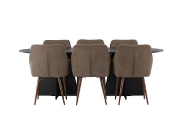 Oval matgrupp Venture Home Brun Svart 6st - Møbler - Bord - Spisegruppe