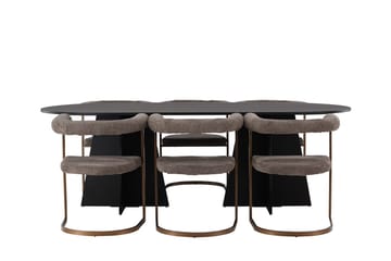 Oval matgrupp Venture Home Brun Svart 6st - Møbler - Bord - Spisegruppe