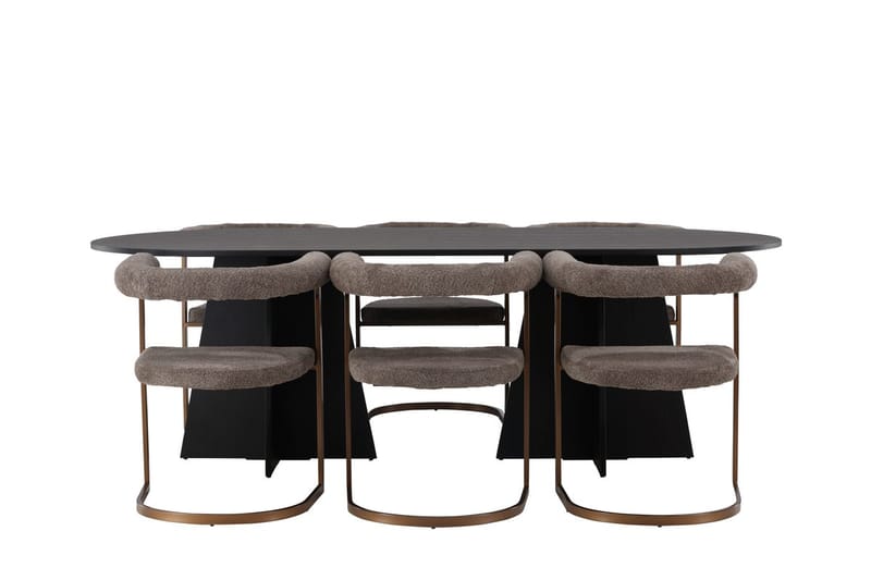 Oval matgrupp Venture Home Brun Svart 6st - Møbler - Bord - Spisegruppe