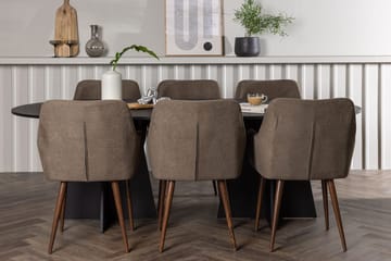 Oval matgrupp Venture Home Brun Svart 6st - Møbler - Bord - Spisegruppe