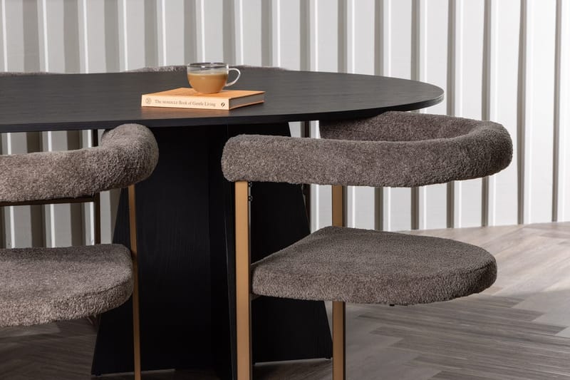 Oval matgrupp Venture Home Brun Svart 6st - Møbler - Bord - Spisegruppe