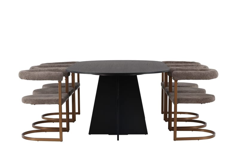 Oval matgrupp Venture Home Brun Svart 6st - Møbler - Bord - Spisegruppe