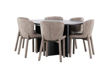 Oval matgrupp Venture Home Brun Svart 6st - Møbler - Bord - Spisegruppe