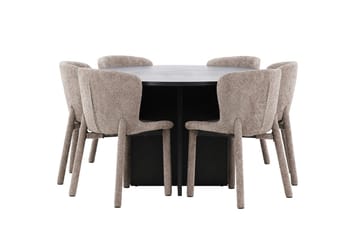 Oval matgrupp Venture Home Brun Svart 6st - Møbler - Bord - Spisegruppe