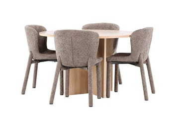 Oval matgrupp Venture Home Brun Vitputsad 4st - Møbler - Bord - Spisegruppe